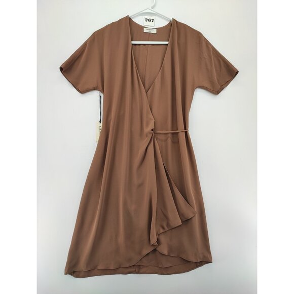 Babaton Brown 100% Polyester Wrap Dress Size XXS - Picture 1 of 10